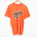 L★古着 マジェスティック 半袖 Tシャツ メンズ MLB リトルリーグ ヘンリーネック オレンジ メジャーリーグ ベースボール 野球 23jul04 中古