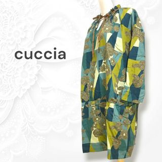 クチャ(cuccia)のcuccia クチャ チュニックワンピース 麻混 花柄(ロングワンピース/マキシワンピース)