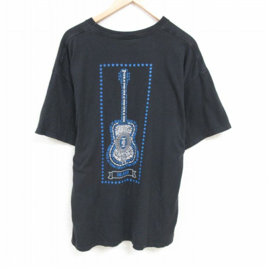 XL★古着 半袖 Tシャツ メンズ ハウスオブブルース ギター 大きいサイズ コットン クルーネック 黒 ブラック 23jul08 中古 メンズのトップス(Tシャツ/カットソー(半袖/袖なし))の商品写真