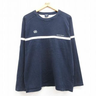 ノーティカ(NAUTICA)のXL★古着 ノーティカ NAUTICA 長袖 ブランド ビンテージ Tシャツ メンズ 00年代 00s ワンポイントロゴ 大きいサイズ ラグラン コットン クルーネック USA製 紺 ネイビー 23jul07 中古(Tシャツ/カットソー(半袖/袖なし))