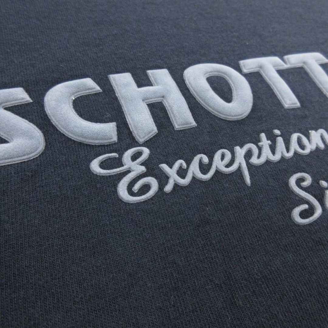 schott(ショット)のXL★古着 Schott ショット 長袖 ビンテージ Tシャツ メンズ 00年代 00s エンブレム フロッキープリント 大きいサイズ コットン クルーネック カナダ製 紺 ネイビー 23jul07 中古 メンズのトップス(Tシャツ/カットソー(半袖/袖なし))の商品写真