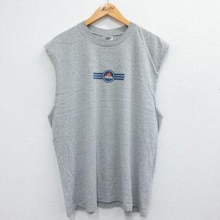 アディダス(adidas)のXL★古着 アディダス adidas ビンテージ ノースリーブ Tシャツ メンズ 90年代 90s バスケットボール ワンポイントロゴ クルーネック グレー 霜降り 23jul04 中古(タンクトップ)