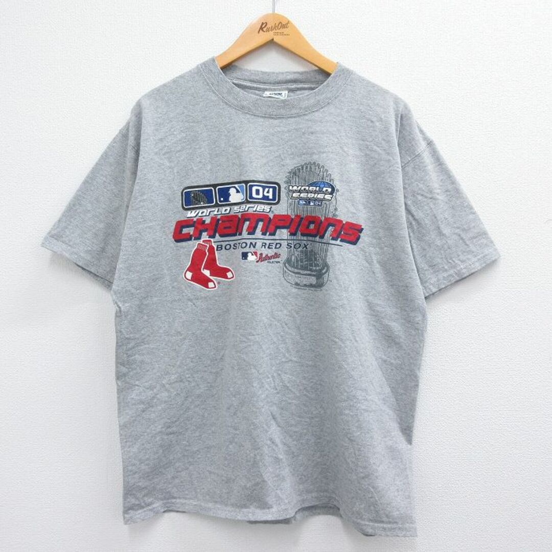 Lee(リー)のXL★古着 リー Lee 半袖 ビンテージ Tシャツ メンズ 00年代 00s MLB ボストンレッドソックス ワールドシリーズ クルーネック グレー 霜降り メジャーリーグ ベースボール 野球 23jul04 中古 メンズのトップス(Tシャツ/カットソー(半袖/袖なし))の商品写真