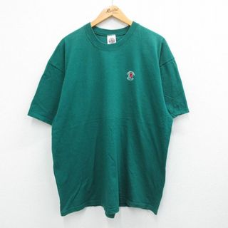 XL★古着 マンシングウェア 半袖 ビンテージ Tシャツ メンズ 90年代 90s 大きいサイズ コットン クルーネックUSA製 緑 グリーン 23jul06 中古(Tシャツ/カットソー(半袖/袖なし))