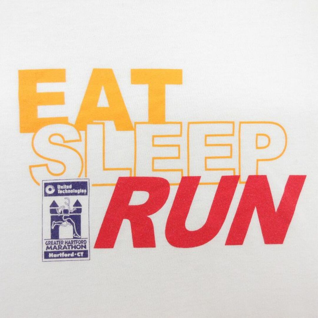 Lee(リー)のXL★古着 半袖 ビンテージ Tシャツ メンズ 00年代 00s EAT SLEEP RUN クルーネック 白 ホワイト 23jul08 中古 メンズのトップス(Tシャツ/カットソー(半袖/袖なし))の商品写真