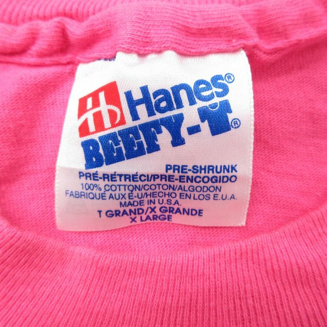 Hanes(ヘインズ)のXL★古着 ヘインズ Hanes 半袖 ビンテージ Tシャツ メンズ 90年代 90s アラジン ランプ コットン Kuru 濃ピンク 23jul07 中古 メンズのトップス(Tシャツ/カットソー(半袖/袖なし))の商品写真