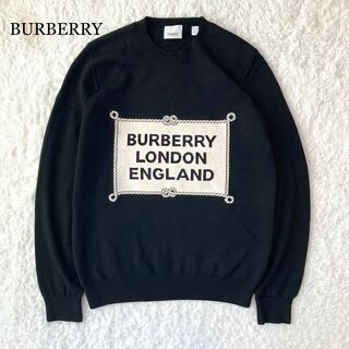 BURBERRY - 【美品】BURBERRY セーター ボックスロゴ ニット S ブラック ロゴ