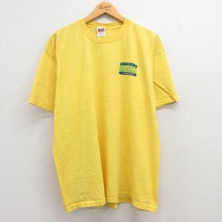 XL★古着 オーディオテクニカ 半袖 ビンテージ Tシャツ メンズ 00年代 00s ISLAND GETAWAY 大きいサイズ コットン クルーネック 黄 イエロー 23jul07 中古(Tシャツ/カットソー(半袖/袖なし))