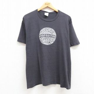 ヘルスニット(Healthknit)のL★古着 ヘルスニット 半袖 ビンテージ Tシャツ メンズ 80年代 80s VOTE コットン クルーネック USA製 黒 ブラック 23jul07 中古(Tシャツ/カットソー(半袖/袖なし))