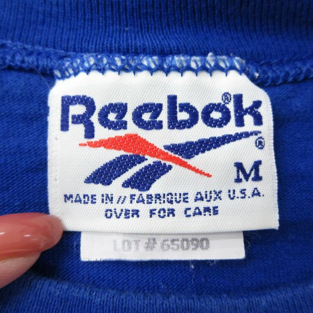 Reebok(リーボック)のM★古着 リーボック REEBOK 半袖 ビンテージ Tシャツ メンズ 90年代 90s NFL ニューイングランドペイトリオッツ 刺繍 コットン クルーネック USA製 青 ブルー アメフト スーパーボウル 【spe】 23jul07 中古 メンズのトップス(Tシャツ/カットソー(半袖/袖なし))の商品写真