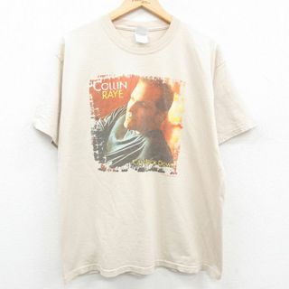 XL★古着 半袖 ビンテージ ロック バンド Tシャツ メンズ 00年代 00s コソンレイ コットン クルーネック ベージュ カーキ 23jul08 中古(Tシャツ/カットソー(半袖/袖なし))