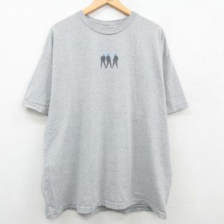 XL★古着 半袖 ビンテージ ロック バンド Tシャツ メンズ 00年代 00s ブルーマングループ 大きいサイズ クルーネック グレー 霜降り 23jul08 中古(Tシャツ/カットソー(半袖/袖なし))