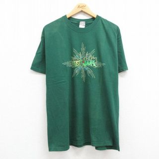 ヘインズ(Hanes)のL★古着 ヘインズ半袖 ビンテージ ロック バンド Tシャツ メンズ 00年代 00s Amster Jam レッドホットチリペッパーズ レッチリ スヌープドッグ コットン クルーネック 緑 グリーン 【spe】 23jul08 中古(Tシャツ/カットソー(半袖/袖なし))