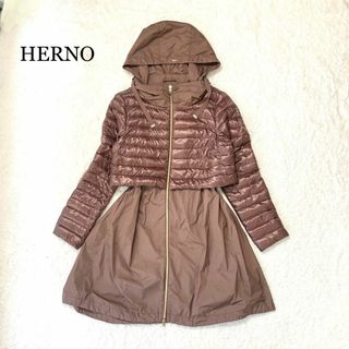 HERNO - 【極美品】HERNO ダウン切替 ナイロンジャケット ブラウン ナイロンコート