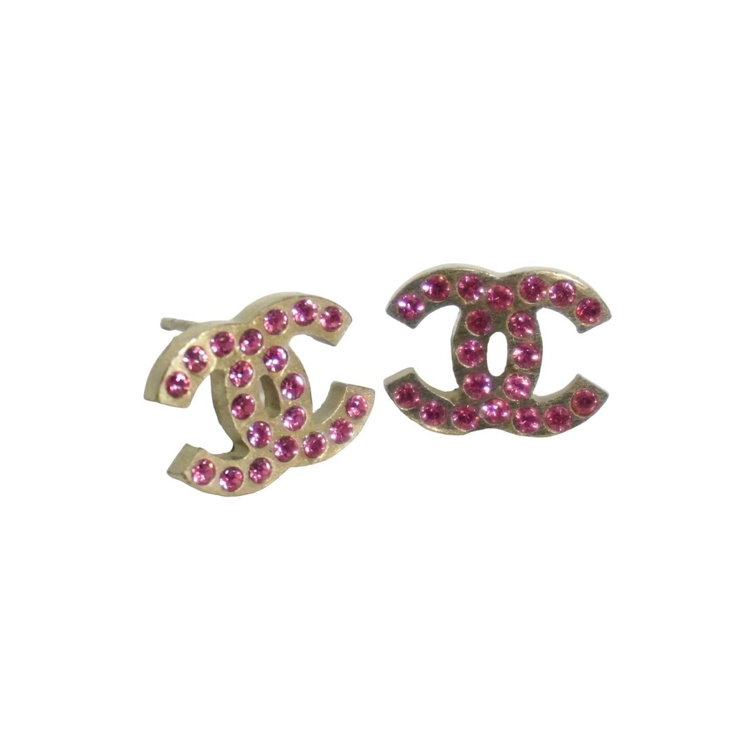 CHANEL(シャネル)のCHANEL シャネル ピアス ココマーク ラインストーン 06A アクセサリー ピンク ゴールド金具 美品 中古 61477 レディースのアクセサリー(ピアス)の商品写真