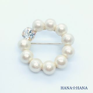 SWAROVSKI - 【Handmade】☆日本製コットンパール＆スワロフスキーブローチ(キスカ)