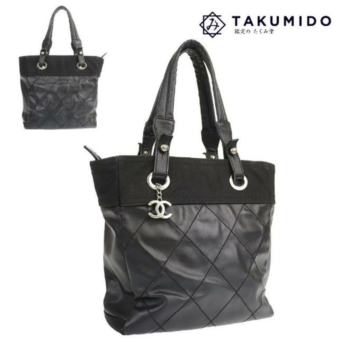 CHANEL(シャネル)のシャネル ハンドバッグ パリビアリッツ トート PM 中古 ブラック キャンバス CHANEL  【中古】 | バック レディース ファッション カジュアル 鞄 ハイブランド カバン かばん Bランク レディースのバッグ(ハンドバッグ)の商品写真