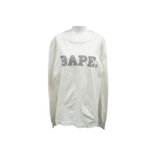 アベイシングエイプ(A BATHING APE)のA BATHING APE アベイシングエイプ 長袖Ｔシャツ ラインストーンプリント 90年代 コットン ホワイト グレー M 美品 中古 61187(Tシャツ(長袖/七分))