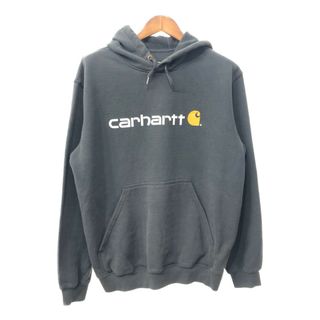 カーハート(carhartt)のCarhartt カーハート ロゴ プルオーバー パーカー フーディ ブラック (メンズ L) 中古 古着 Q1555(パーカー)