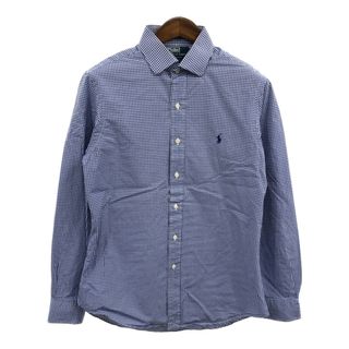 ポロラルフローレン(POLO RALPH LAUREN)のPolo by Ralph Lauren ポロ ラルフローレン REGENT 長袖シャツ ワンポイントロゴ チェック ブルー (メンズ 16) 中古 古着 Q1580(シャツ)