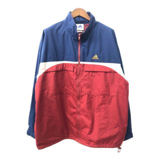 アディダス(adidas)のadidas アディダス ウィンドブレーカー ワンポイントロゴ ジャケット 大きいサイズ スポーツ レッド (メンズ 2XL) 中古 古着 Q1586(その他)