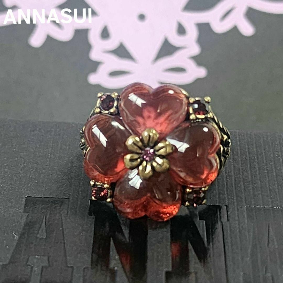 ANNA SUI(アナスイ)の【希少✨️美品】ANNA SUI　アナスイ　お花ハートリング　12号 レディースのアクセサリー(リング(指輪))の商品写真