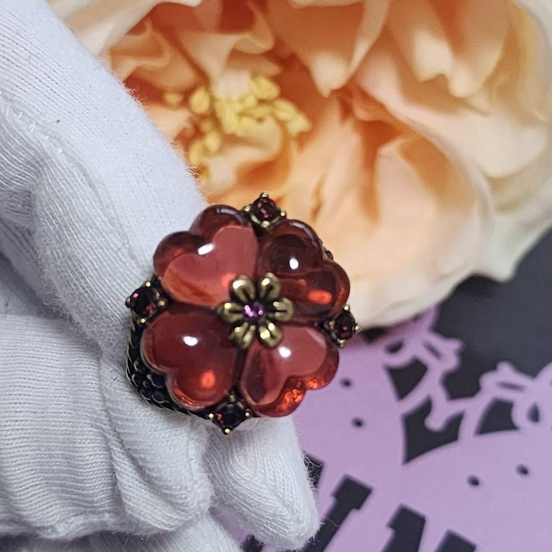 ANNA SUI(アナスイ)の【希少✨️美品】ANNA SUI　アナスイ　お花ハートリング　12号 レディースのアクセサリー(リング(指輪))の商品写真