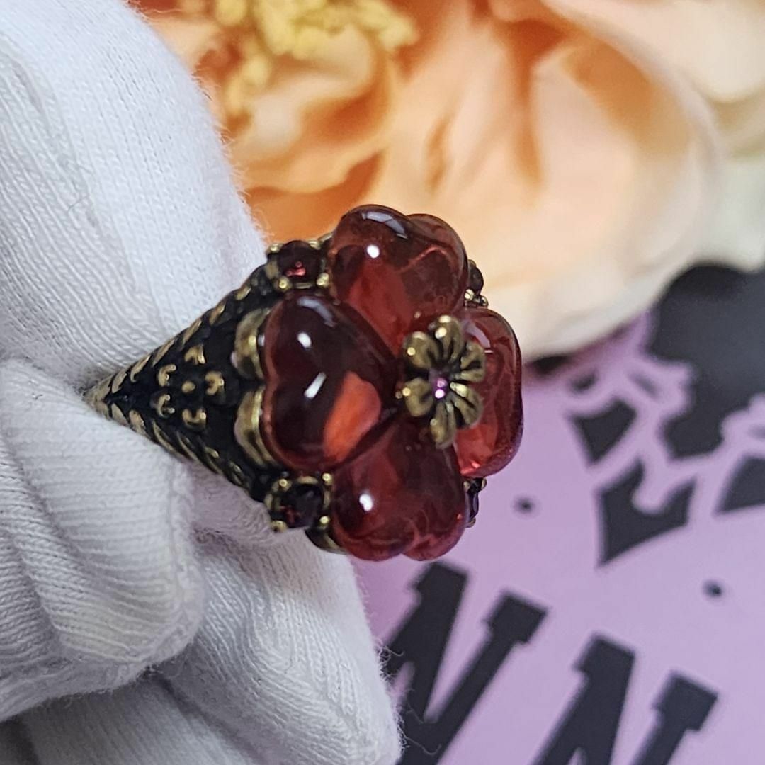 ANNA SUI(アナスイ)の【希少✨️美品】ANNA SUI　アナスイ　お花ハートリング　12号 レディースのアクセサリー(リング(指輪))の商品写真