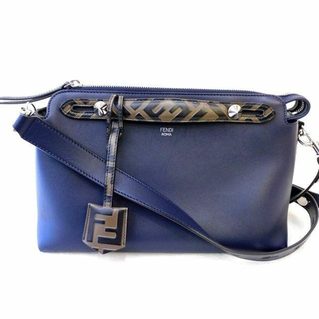FENDI - フェンディ ショルダーバッグ ■ 8BL146 バイザウェイ レザー ネイビー系 ズッカ柄 FENDI レディース□ 6C イ1000