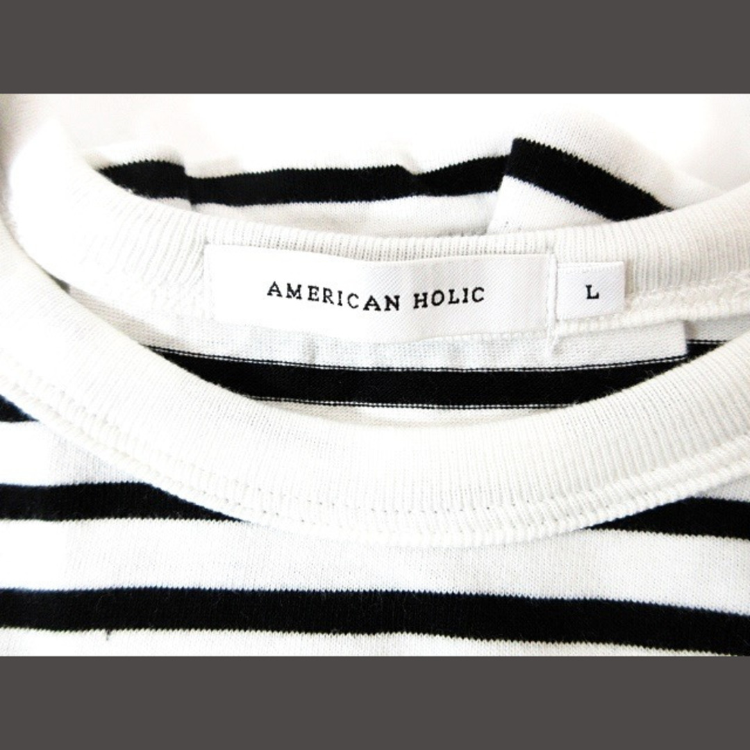 other(アザー)のAMERICAN HOLIC Tシャツ 半袖 クルーネック ボーダー  L  レディースのトップス(Tシャツ(半袖/袖なし))の商品写真