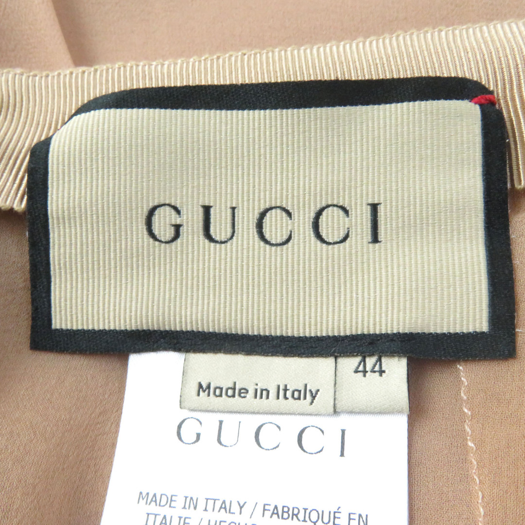 Gucci(グッチ)の未使用品☆GUCCI グッチ 652774 シルク100％ト ロング丈 フレアスカート プリーツスカート ピンクベージュ S ガーメント付き イタリア製 正規品 レディース レディースのスカート(ロングスカート)の商品写真