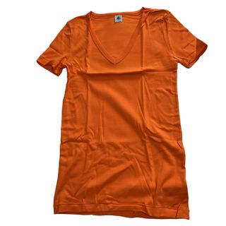 プチバトー(PETIT BATEAU)の未使用　PETIT BATEAU Tシャツ　M 18ans Vネック　オレンジ(Tシャツ(半袖/袖なし))