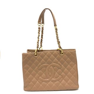 シャネル(CHANEL)のシャネル CHANEL デカココ CC ココマーク マトラッセ トートバッグ Wチェーン バッグ ショルダーバッグ キャビアスキン ベージュ(ショルダーバッグ)