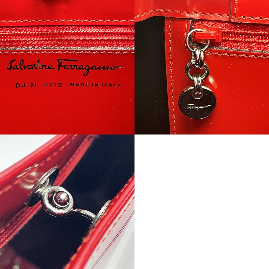 Salvatore Ferragamo(サルヴァトーレフェラガモ)の☆☆Salvatore Ferragamo サルヴァトーレフェラガモ スクエアトートバッグ DJ-21 8212 レッド レディース レザー レディースのバッグ(トートバッグ)の商品写真