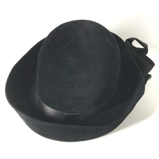 CHANEL - シャネル CHANEL リボン ハット帽 帽子 バケットハット ボブハット ハット ウール ブラック