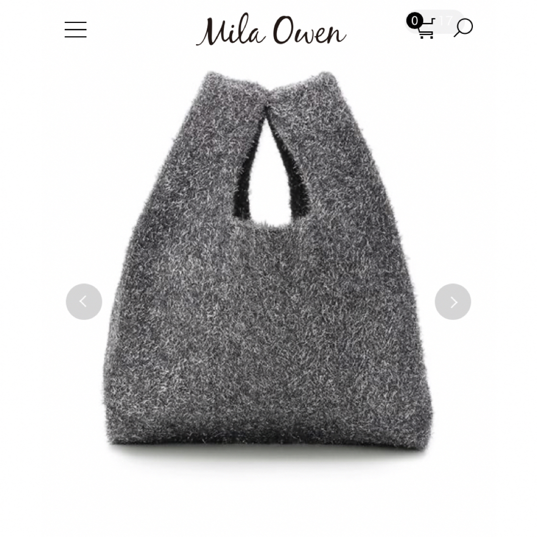 Mila Owen(ミラオーウェン)の今期人気完売♡ミラオーウェン　ラメニットバッグ　パールブローチ付き レディースのバッグ(トートバッグ)の商品写真
