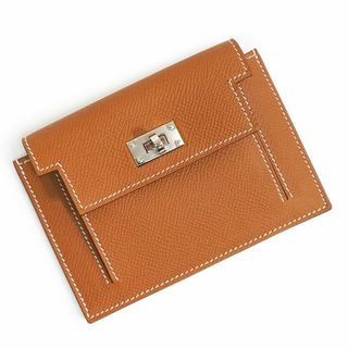 エルメス(Hermes)のエルメス ケリー ポケット コンパクト コインケース 小銭入れ 財布 ヴォーエプソン レザー ゴールド ブラウン 茶 シルバー金具 U刻印 箱付 HERMES（新品・未使用品）(コインケース)