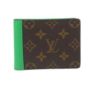 ルイヴィトン(LOUIS VUITTON)の　ルイ・ヴィトン LOUIS VUITTON モノグラム・マカサー ポルトフォイユ・ミュルティプル グリーン M81537 ブラウン/グリーン PVC/レザー ユニセックス 二つ折り財布(財布)