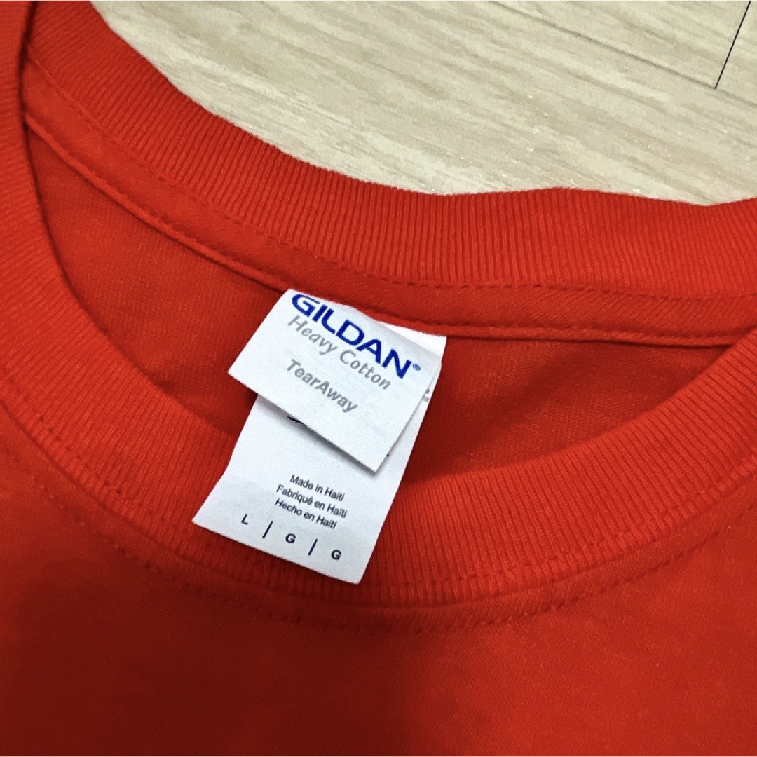 GILDAN(ギルタン)のUSA古着　GILDAN　Tシャツ　L　レッド　プリント　スクールロゴ　コットン メンズのトップス(Tシャツ/カットソー(半袖/袖なし))の商品写真