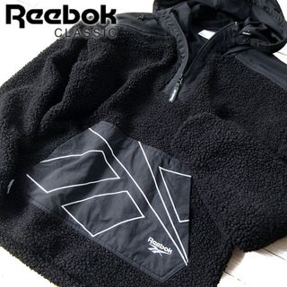 リーボッククラシック(Reebok CLASSIC)の美品 M リーボッククラシック メンズ ボアパーカー ブラック(パーカー)