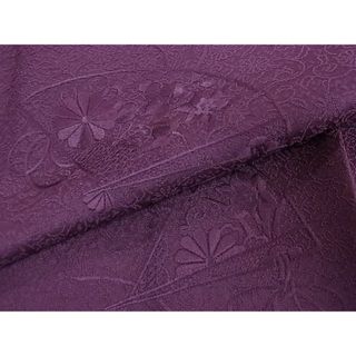 平和屋2■付下げ　刺繍　扇面花文　紫紺色　逸品　1ic0816(着物)