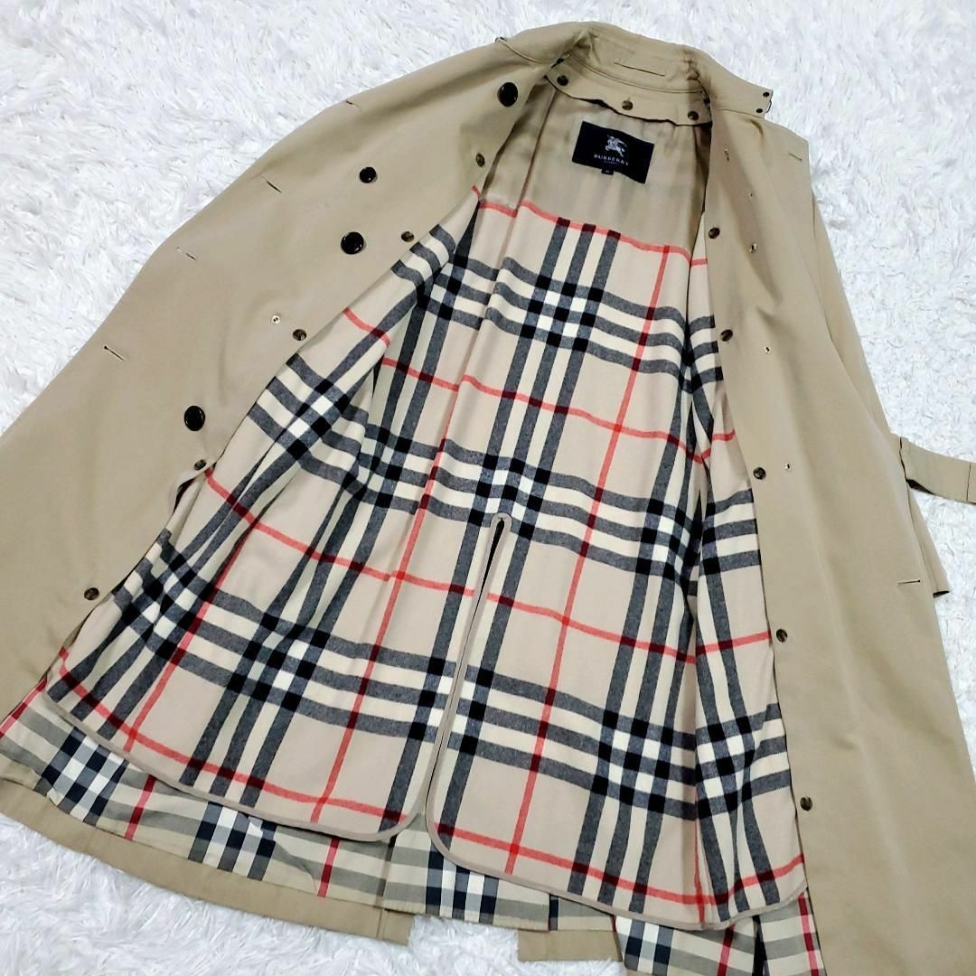 BURBERRY(バーバリー)の美品 S バーバリー ロング トレンチコート ベージュ ノバチェック ライナー レディースのジャケット/アウター(トレンチコート)の商品写真