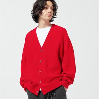 UNIQLO - UNIQLO コットンカシミヤリブリラックスVネックカーディガン