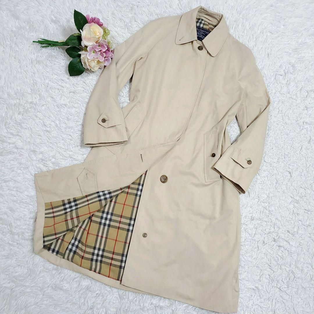 BURBERRY(バーバリー)の美品 L バーバリー ロング スプリング コート ベージュ ノバチェック 英国製 レディースのジャケット/アウター(スプリングコート)の商品写真