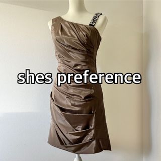 shes preference ドレス ワンピース ビジュー ワンショルダー38(ひざ丈ワンピース)