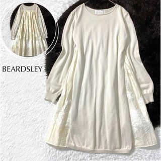 ビアズリー(BEARDSLEY)の【美品】BEARDSLEY 後ろジャガード 切り替え チュニック ワンピース(ひざ丈ワンピース)