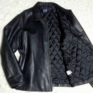 GAP - 美品 XL GAP 牛革 シングルライダース ジャケット 黒 中綿 キルティング