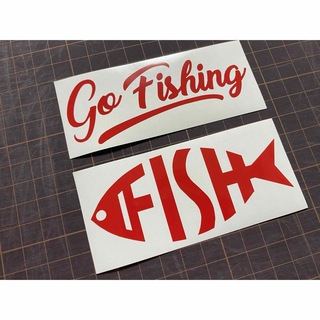 2枚セット FISH&Go Fishingカッティングステッカー カラー変更可能(その他)