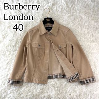 バーバリー(BURBERRY)の美品✨バーバリーロンドン　デニムジャケット　40 L ベージュ　ノバチェック(Gジャン/デニムジャケット)