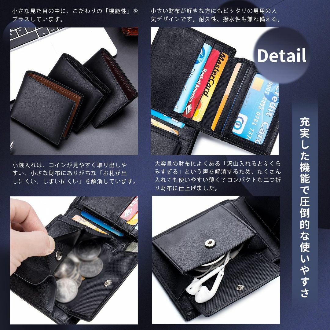 【色: コーヒー】[GENMAI SOEASY] 財布 メンズ 二つ折り 二つ折 メンズのバッグ(その他)の商品写真